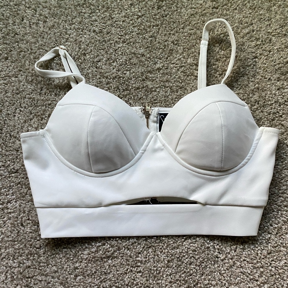 White bustier crop top